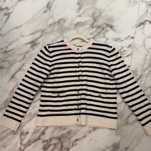 Zara Striped Cardigan with Gold Accents